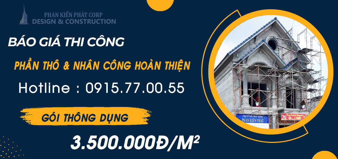 Báo giá thi công phần thô và nhân công hoàn thiện.