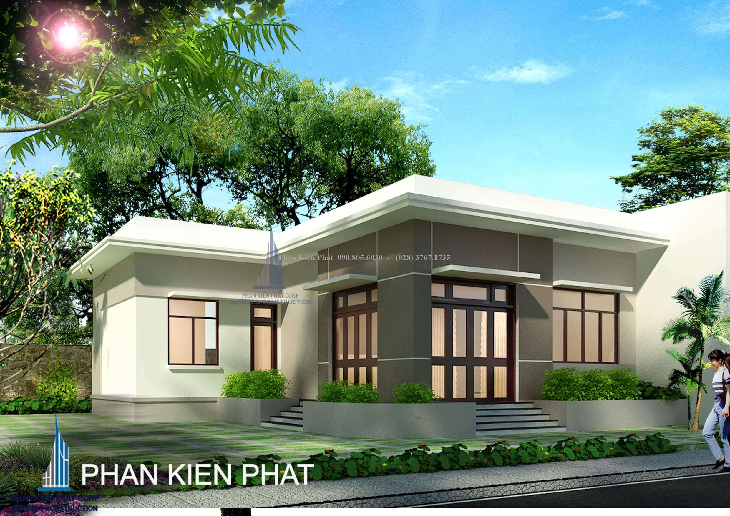Thiết kế biệt thự nhà vườn 1 tầng 4 phòng ngủ trên diện tích đất 15x30m -  Trangkim