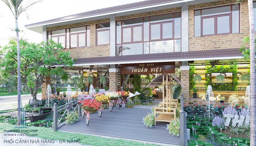 Thiết kế nhà hàng sân vườn đẹp 3 miền Thuần Việt tại Đà Nẵng