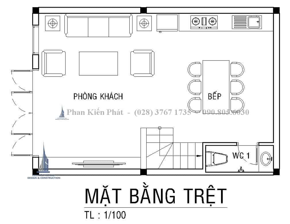 Mat Bang Tang 1 Mau Thiet Ke Nha Pho 4 Tang Mat Tien 5m Tai Can Tho